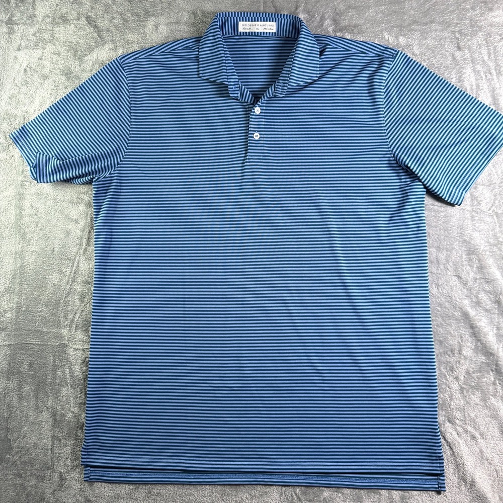 Slim Fit Blue Striped Polo Shirt - Men's
